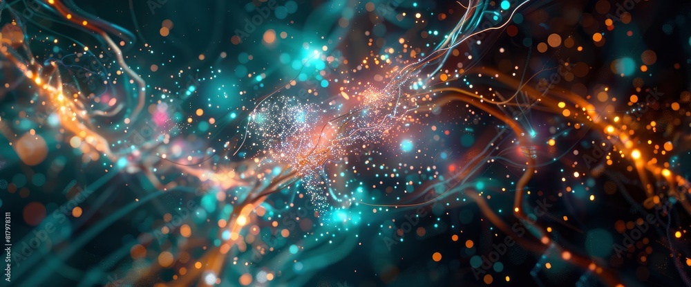 Fototapeta premium Technology Abstract, Quantum Neural Streams, Technology Abstract Background