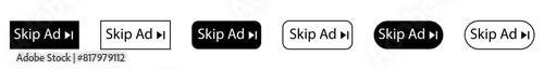 Skip ad button icon. Skip ad icon, vector illustration