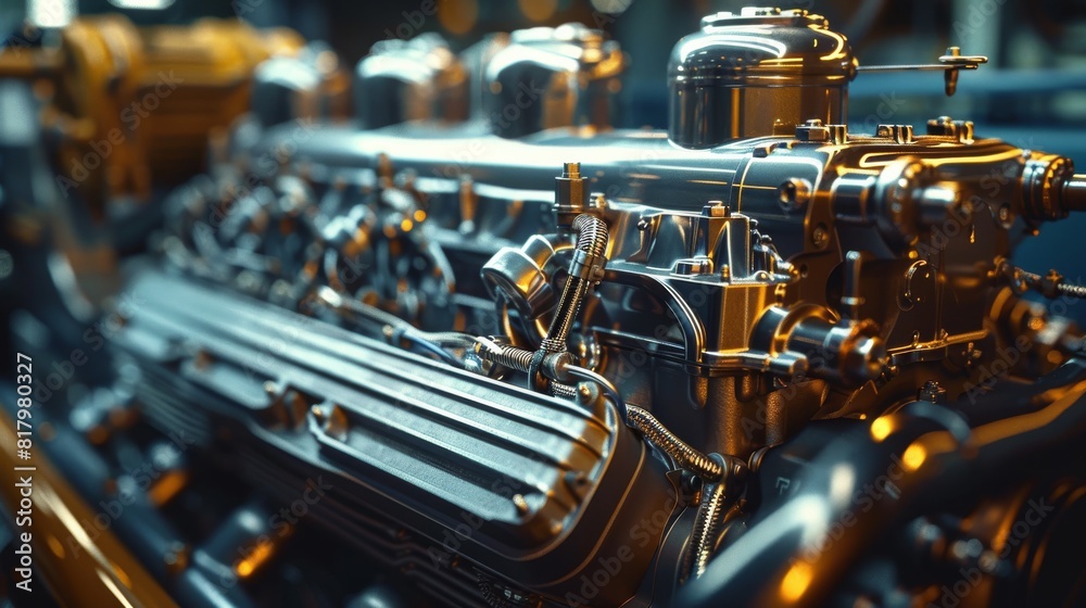 Engine. details of modern car engine. Generative AI. Engine. details of modern car engine. Generative AI.