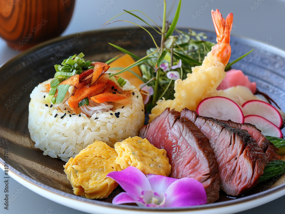 Enjoy a homemade spring lunch with cherry blossom rice, roast beef, tempura, sashimi, and spring veggies. Perfect for a delightful cherry blossom viewing. Enjoy a homemade spring lunch with cherry blossom rice, roast beef, tempura, sashimi, and spring veggies. Perfect for a delightful cherry blossom viewing.