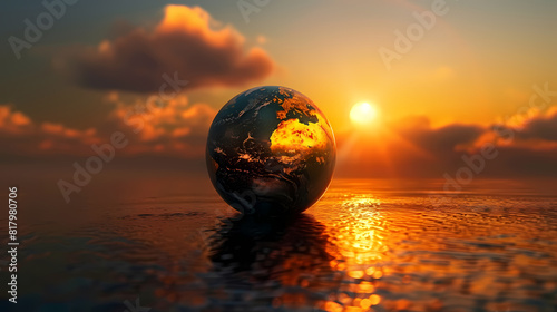 A world globe with a sunset behind it WorldChocolateDay 