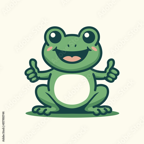cute happy frog cartoon character vector illustration template design