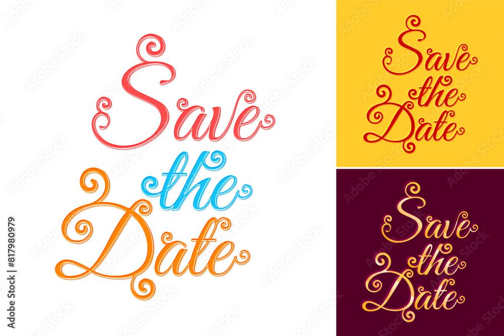 Save the date – Set of Calligraphy brush text banner illustration Save the date – Set of Calligraphy brush text banner illustration