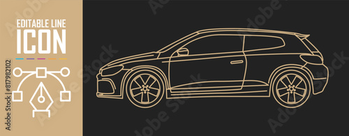 Car icon, side view. Editable move.