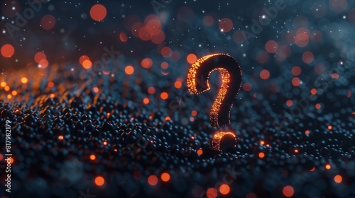 Abstract Background, Question mark. 3d abstract on dark background with dots and stars. 
