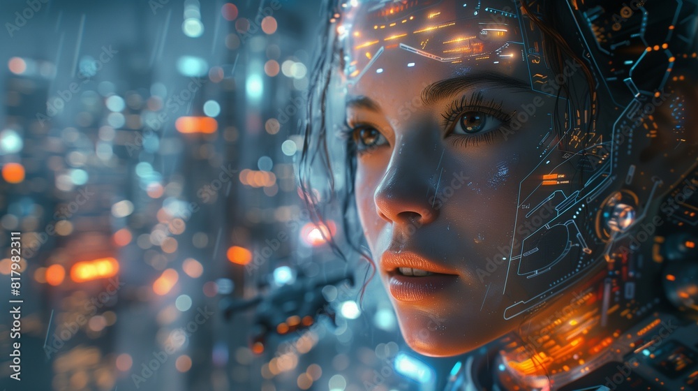 custom made wallpaper toronto digitalillustration of a future world with artificial intelligence and new technologies