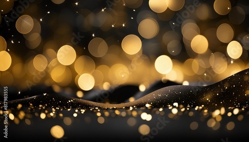 festive black and gold abstract bokeh banner