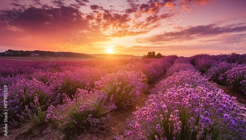 berautiful summer sunset over lavender field