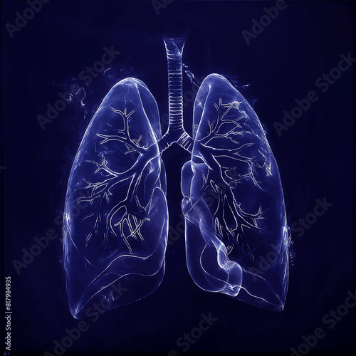 Humen lung  x-ray film on a dark blue background, Healthcare and medicine concept.