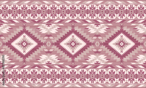 American tribal ethnic native pattern.Traditional Navajo,Aztec,Apache,Southwest and Mexican style fabric pattern.Abstract vector motifs pattern.For fabric,clothing,blanket,carpet,woven,wrap,decoration
