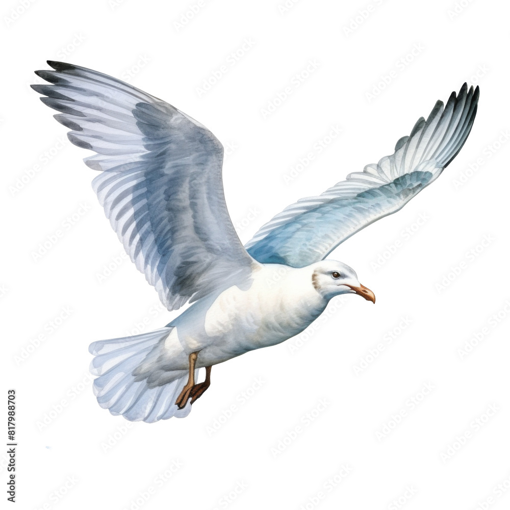 Obraz premium Seagull, Bird Illustration. Watercolor Style. AI Generated