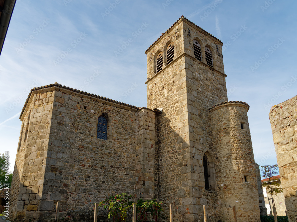 View of the medieval church of Montagny (France), historical monument PA00117999, 12th to 17th century