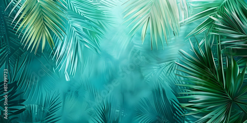 Vibrant gradient from tropical teal to deep jungle green  perfect for travel accessories or adventurous lifestyle brands