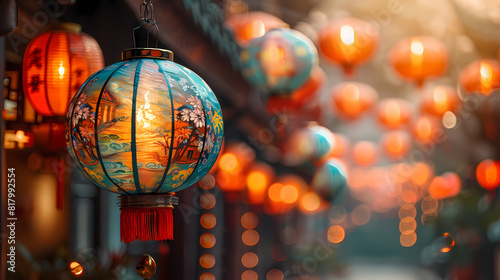 Background of bright traditional chinese lanterns photo