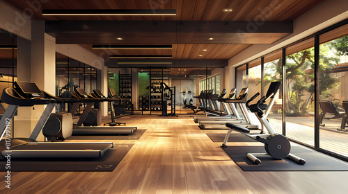 Contemporary spotless fitness gym center interiorgenerative ai 