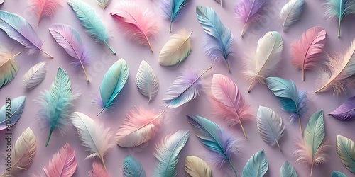 colorful feathers background Abstract object  geometric shapes  minimalism. green plush  visualization  wallpaper idea  3D background  on the background of feathers