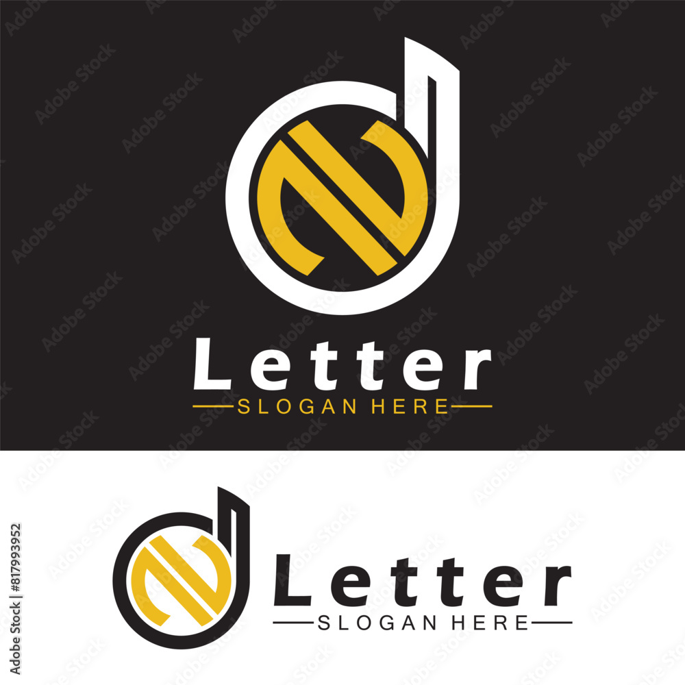 Alphabet letters monogram logo DN, ND, D and N, elegant and ...