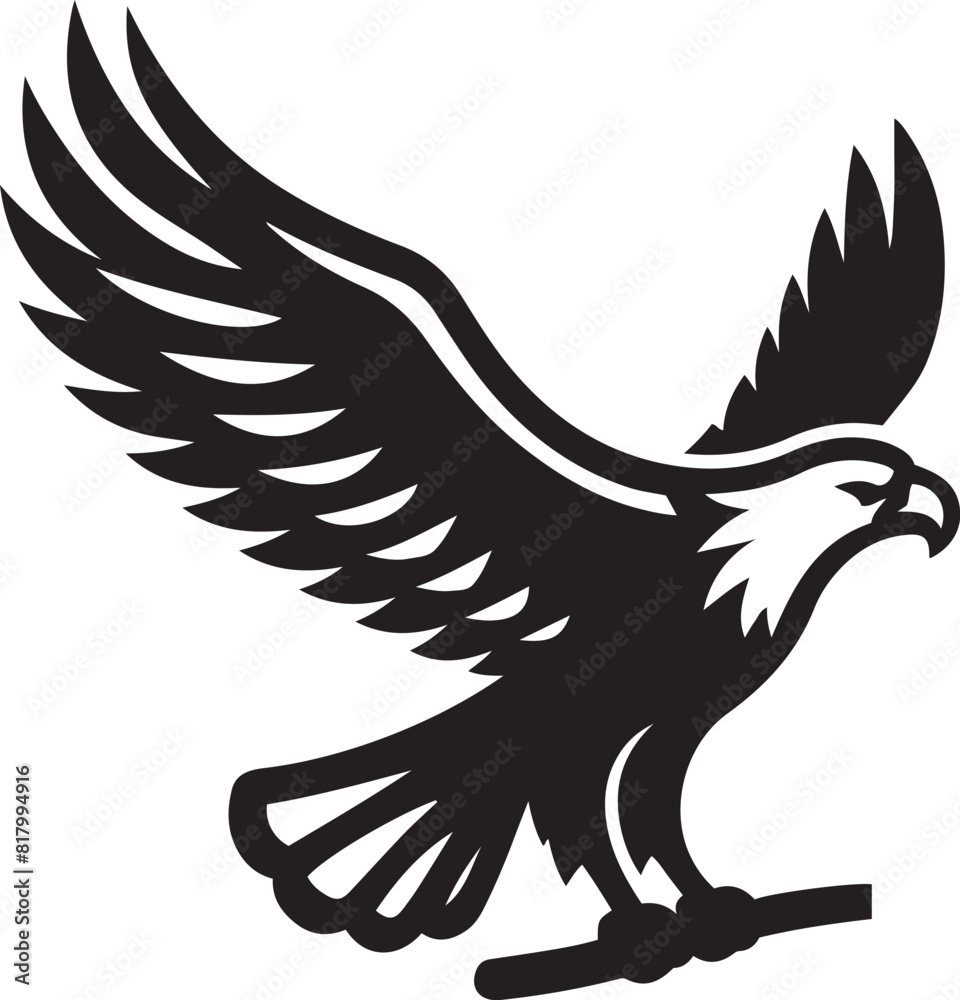 Fototapeta premium Eagle on the branch silhouette vector illustration.