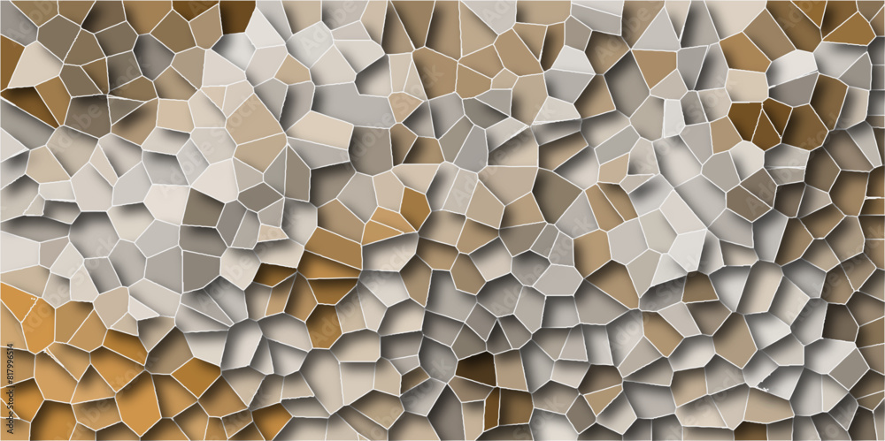 brown color Broken Stained Glass Background with White lines 3d shapes ...
