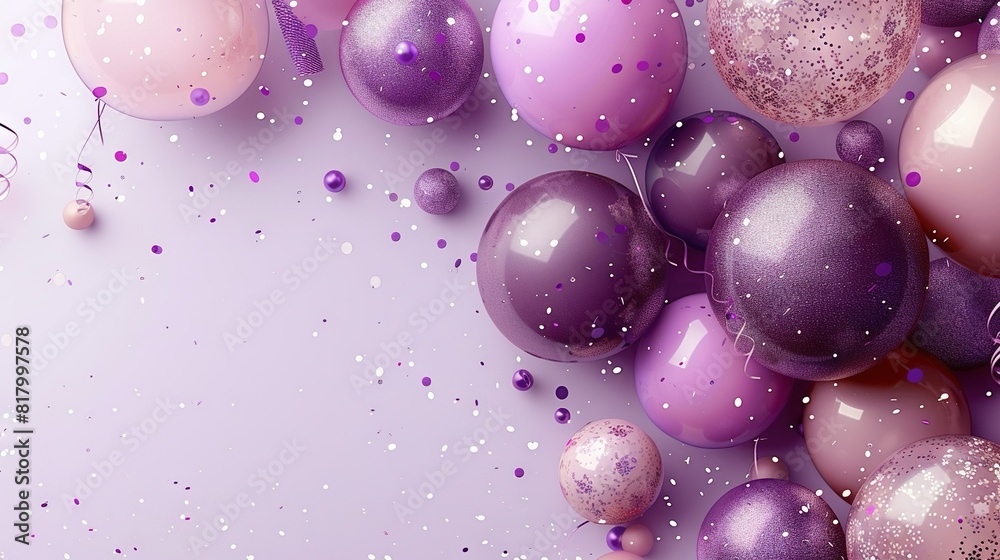 A photo of colorful balloons against a similar background with scattered confetti A photo of colorful balloons against a similar background with scattered confetti