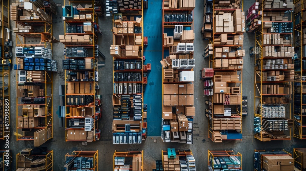 Aerial view of an industrial factory floor bustling with robots assembling smartphones, vivid colors, highly detailed, mechanical precision, futuristic Aerial view of an industrial factory floor bustling with robots assembling smartphones, vivid colors, highly detailed, mechanical precision, futuristic