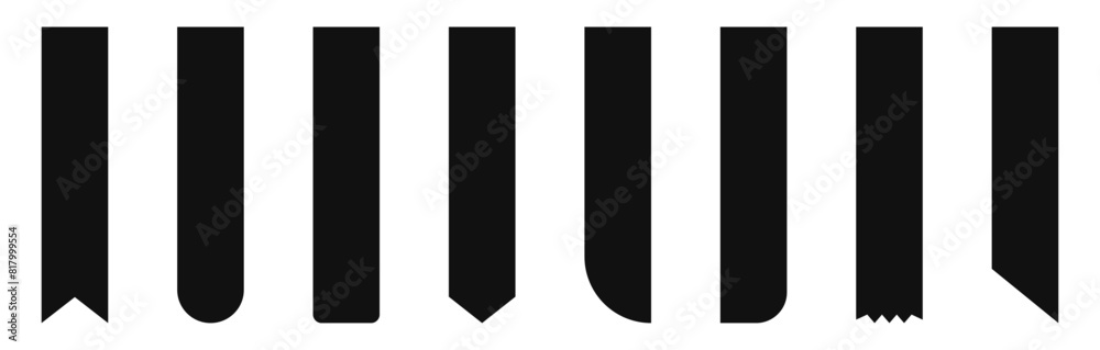 Black ribbon label banner tag bookmark silhouette design vector