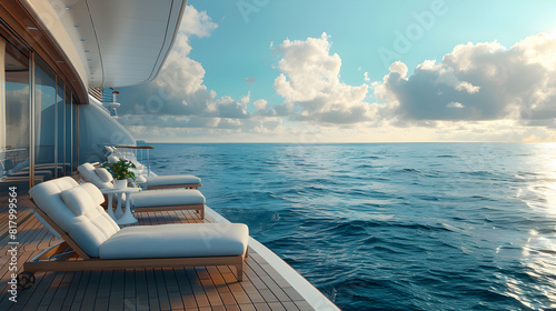Passengers Relaxing on Luxurious Cruise Ship with Ocean Views Ideal for Travel Content