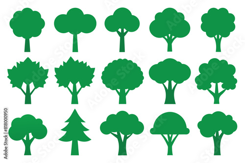 Set of Seasons of tree vector Silhouette Design with white Background and Vector Illustration