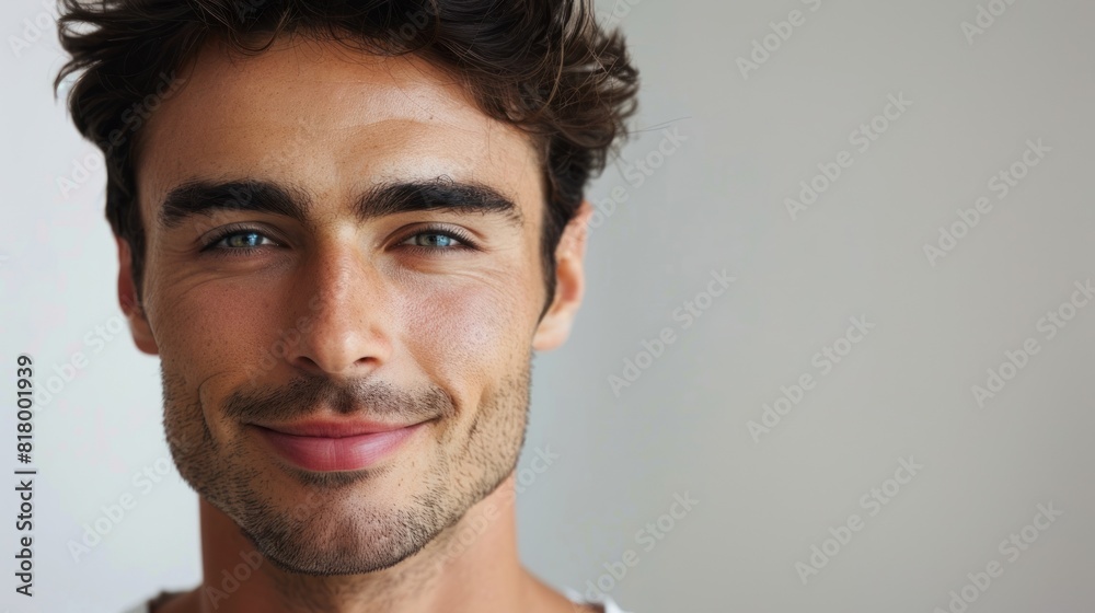 Smiling man with casual attire and stubble Smiling man with casual attire and stubble