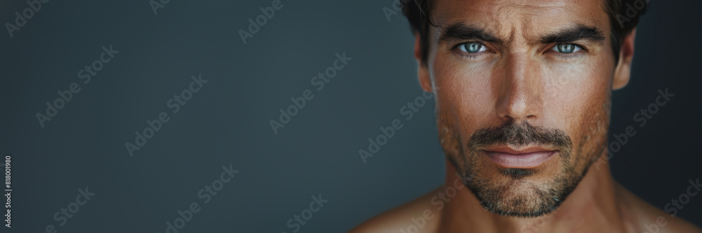 Obraz premium Portrait of intense man with blue eyes