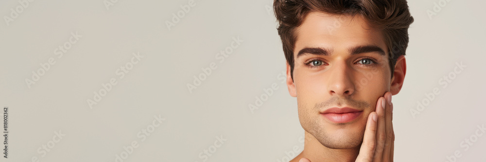 Obraz premium Young man with perfect skin and contemplative look