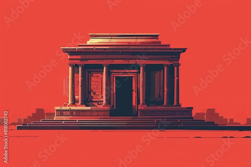 A minimalist illustration of the Temple of Solomon, characterized by simple and clean lines that convey a sense of grandeur and magnificence, with a focus on the architectural details photo