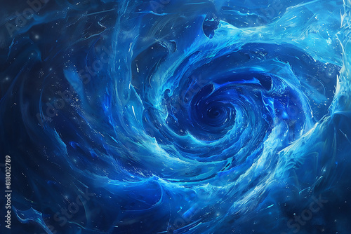 A digital painting of a blue energy storm, swirling and raging with chaotic energy. photo