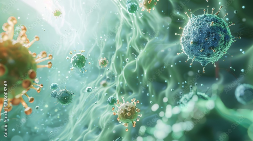 Illustration, nanosensors detecting environmental pollutants Illustration, nanosensors detecting environmental pollutants