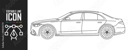 Car icon, side view. Editable move.