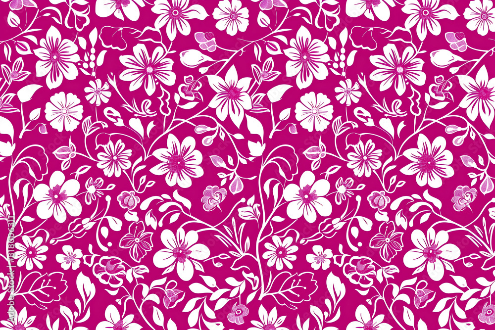 Beautiful flat floral fuchsia background Beautiful flat floral fuchsia background