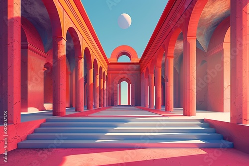 A minimalist illustration of the Temple of Solomon, characterized by simple and clean lines that convey a sense of grandeur and magnificence, with a focus on the architectural details photo