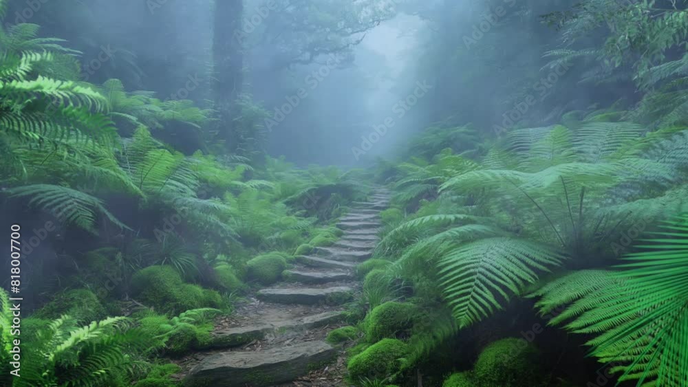 Nature of the rainforest, Tree in the forest with mist, motion video background
