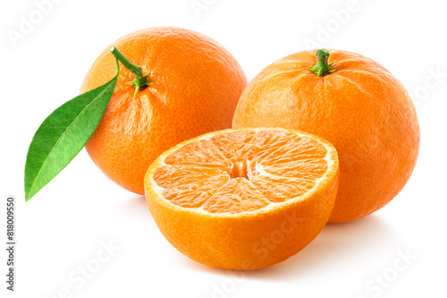 Fresh ripe tangerine, mandarin or clementine on white background