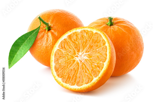 Fresh ripe tangerine, mandarin or clementine on white background