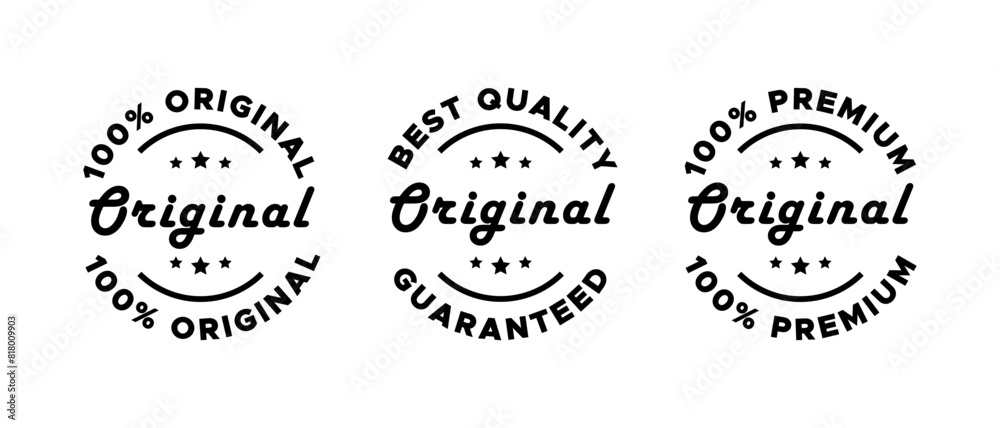 Original product label icon vector set. Original stamp sticker