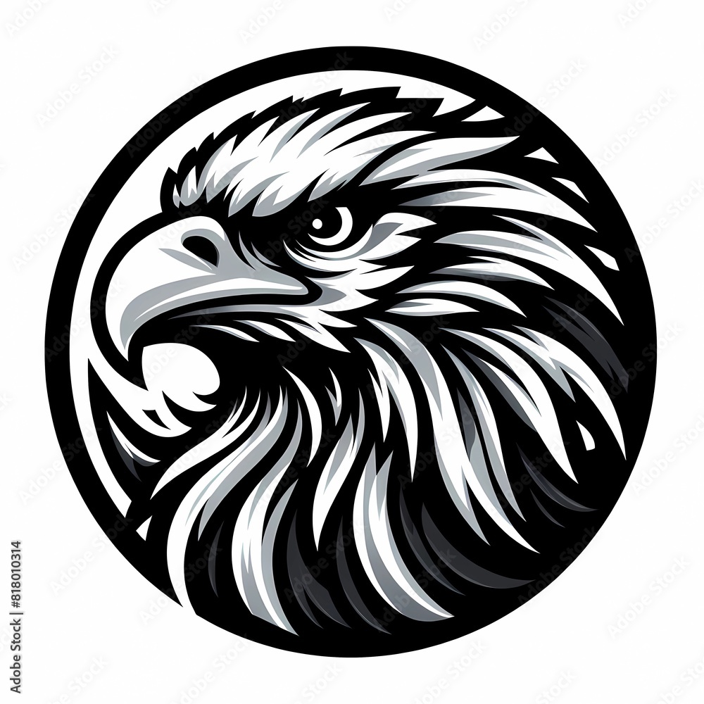 A highly detailed eagle head within a circle, designed to be vibrant and dynamic with sharp, intricate details A highly detailed eagle head within a circle, designed to be vibrant and dynamic with sharp, intricate details