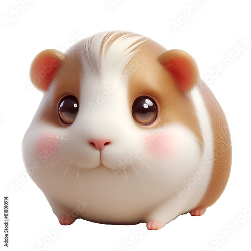 3D CUTE Cavia porcellus Guinea pig Isolated on white background
 photo
