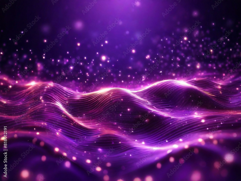 Digital purple particles wave and light abstract background with shining dots stars Digital purple particles wave and light abstract background with shining dots stars