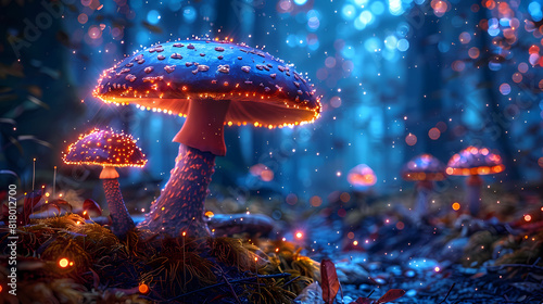 Mushroom Wallpaper ,Fantasy Wallpaper, 4K, Mushroom Light, Fantasy Mushroom, Jungle, Forest Mushroom, Jungle Background, photo