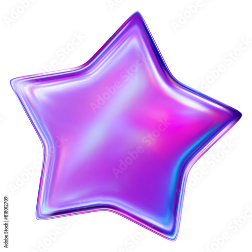 3d holographic star icon. Stock vector illustration on isolated background.