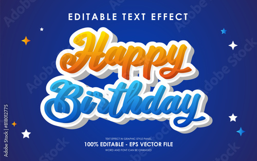 Editable Happy Birthday 3D Text Effect