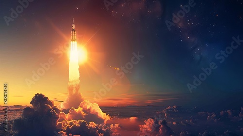 A rocket launch representing startup growth