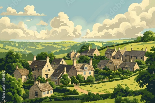 Illustration of Cotswolds  England  