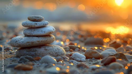 stones on the beach HD 8K wallpaper Stock Photographic Image